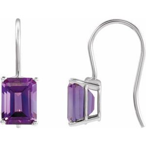 14K White Gold Natural Amethyst Earrings
