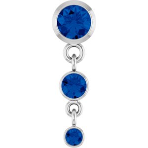 14K White Gold Lab-Grown Blue Sapphire Pendant