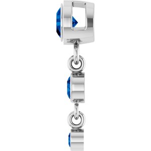 14K White Gold Lab-Grown Blue Sapphire Pendant – image 3