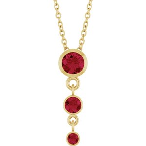 14K Yellow Gold Lab-Grown Ruby 18" Necklace