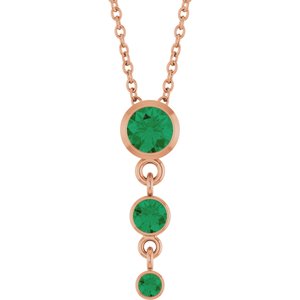 14K Rose Gold Lab-Grown Emerald 18" Necklace