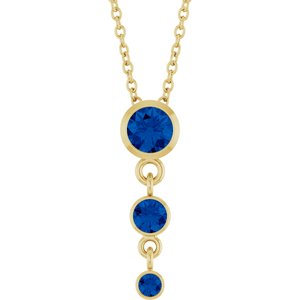 14K Yellow Gold Lab-Grown Blue Sapphire 18" Necklace