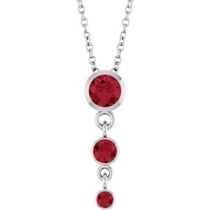 14K White Gold Lab-Grown Ruby 18" Necklace