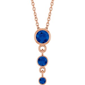 14K Rose Gold Lab-Grown Blue Sapphire 18" Necklace