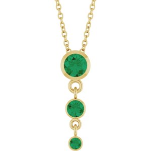 14K Yellow Gold Lab-Grown Emerald 18" Necklace