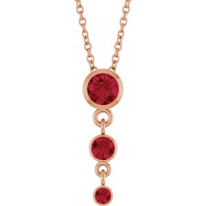 14K Rose Gold Lab-Grown Ruby 18" Necklace