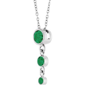 Sterling Silver Lab-Grown Emerald 18" Necklace – image 2