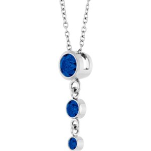 14K White Gold Lab-Grown Blue Sapphire 18" Necklace – image 2