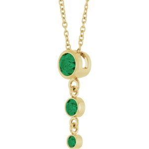 14K Yellow Gold Lab-Grown Emerald 18" Necklace – image 2