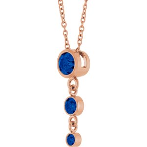 14K Rose Gold Lab-Grown Blue Sapphire 18" Necklace – image 2