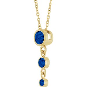 14K Yellow Gold Lab-Grown Blue Sapphire 18" Necklace – image 2