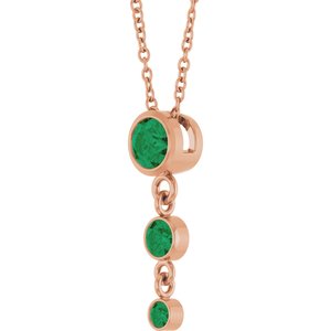 14K Rose Gold Lab-Grown Emerald 18" Necklace – image 2