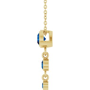 14K Yellow Gold Lab-Grown Blue Sapphire 18" Necklace – image 3