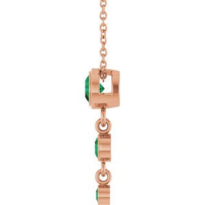 14K Rose Gold Lab-Grown Emerald 18" Necklace – image 3