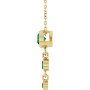 14K Yellow Gold Lab-Grown Emerald 18" Necklace – image 3