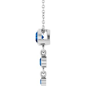 14K White Gold Lab-Grown Blue Sapphire 18" Necklace – image 3