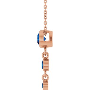 14K Rose Gold Lab-Grown Blue Sapphire 18" Necklace – image 3