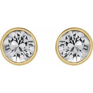 14K Yellow Gold 4 mm Natural White Sapphire Stud Earrings – image 2