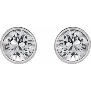 Sterling Silver 5 mm Natural White Sapphire Stud Earrings – image 2