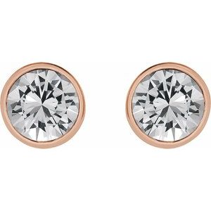 14K Rose Gold 6 mm Natural White Sapphire Stud Earrings – image 2