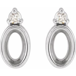 Platinum 6x4 mm Oval .03 CTW Natural Diamond Semi-Set Earrings – image 2