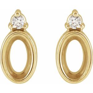 14K Yellow Gold 7x5 mm Oval .03 CTW Natural Diamond Semi-Set Earrings – image 2