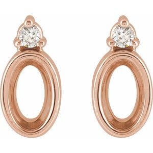 14K Rose Gold 5x3 mm Oval .03 CTW Natural Diamond Semi-Set Earrings – image 2