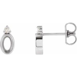 14K White Gold 6x4 mm Oval .03 CTW Natural Diamond Semi-Set Earrings