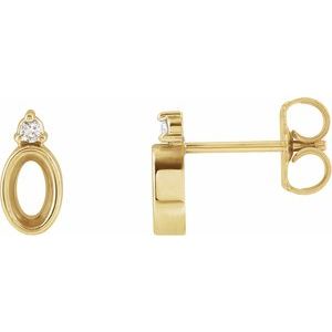 14K Yellow Gold 5x3 mm Oval .03 CTW Natural Diamond Semi-Set Earrings