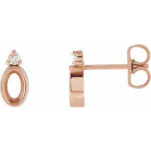 14K Rose Gold 5x3 mm Oval .03 CTW Natural Diamond Semi-Set Earrings