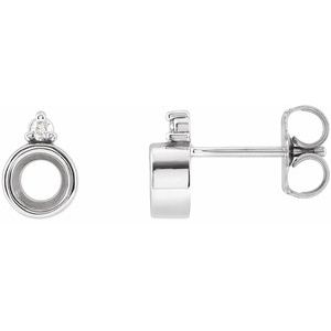 14K White Gold 5 mm Round .03 CTW Natural Diamond Semi-Set Earrings