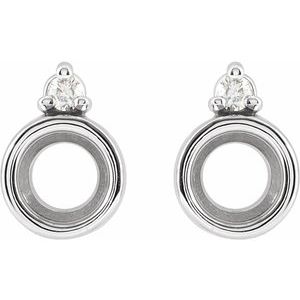 Sterling Silver 4 mm Round .03 CTW Natural Diamond Semi-Set Earrings – image 2