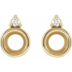 14K Yellow Gold 6 mm Round .03 CTW Natural Diamond Semi-Set Earrings – image 2