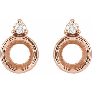14K Rose Gold 4 mm Round .03 CTW Natural Diamond Semi-Set Earrings – image 2