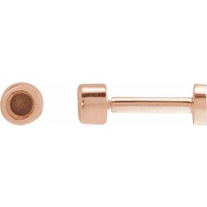 14K Rose Gold 2 mm Round Bezel-Set Stud Earring Mounting