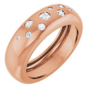 14K Rose Gold Lightweight Dome Ring Mounting Size 6.5