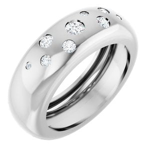 14K White Gold Lightweight Dome Ring Mounting Size 4.5