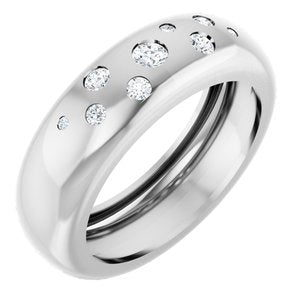 14K White Gold Lightweight Dome Ring Mounting Size 7