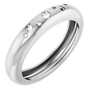 14K White Gold Lightweight Accented Dome Ring Mounting Size 8.5 – image 2