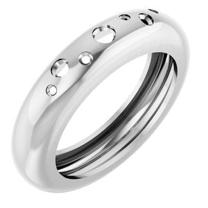 14K White Gold Lightweight Accented Dome Ring Mounting Size 4 – image 2