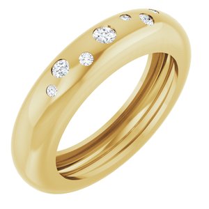 14K Yellow Gold Lightweight Accented Dome Ring Mounting Size 4