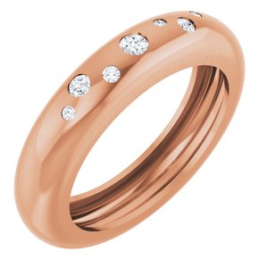 14K Rose Gold Lightweight Accented Dome Ring Mounting Size 5