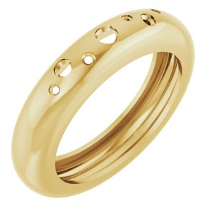 14K Yellow Gold Lightweight Accented Dome Ring Mounting Size 5 – image 2