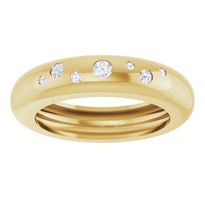 14K Yellow Gold Lightweight Accented Dome Ring Mounting Size 4 – image 5