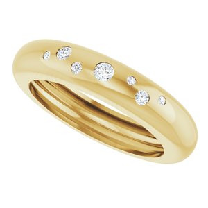 14K Yellow Gold Lightweight Accented Dome Ring Mounting Size 6 – image 8