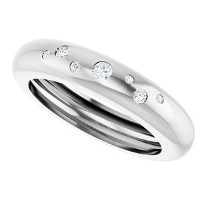 14K White Gold Lightweight Accented Dome Ring Mounting Size 6 – image 8