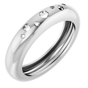 14K White Gold Lightweight Accented Dome Ring Mounting Size 6 – image 2