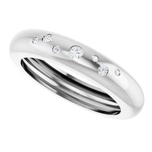 14K White Gold Lightweight Accented Dome Ring Mounting Size 7 – image 8