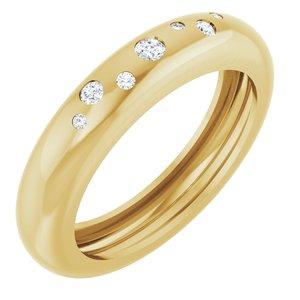 14K Yellow Gold Lightweight Accented Dome Ring Mounting Size 6.5