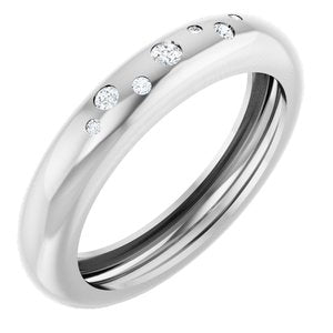 14K White Gold Lightweight Accented Dome Ring Mounting Size 9